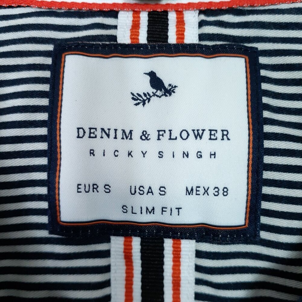 Denim & Flower Ricky Singh Mens Button Up Shirt S Slim Fit Navy Sailboats 154A - Picture 3 of 5